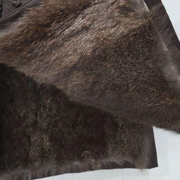 Golden Swallow Mink Fur Lined Amazing Frog Closure Brocade vintage vest,  Med - Picture 5 of 9